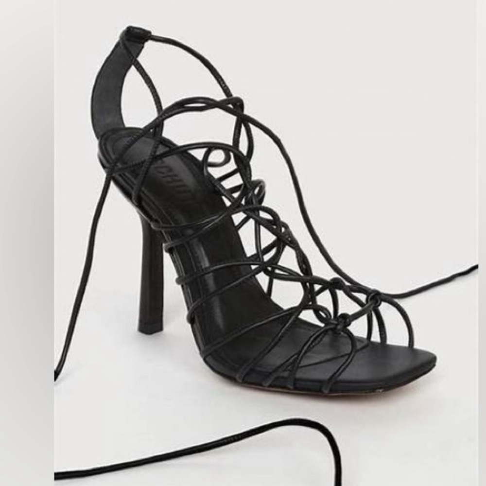 🖤NWT SCHUTZ Black Lace-Up Strappy High Heel Sandals 9🌃 - Picture 13 of 15